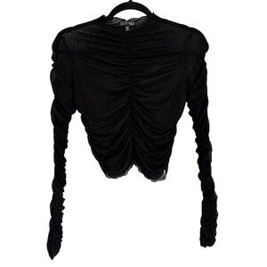 Dolls Kill Current Mood The Mosh Pit Ruched Mesh Crop Top Medium